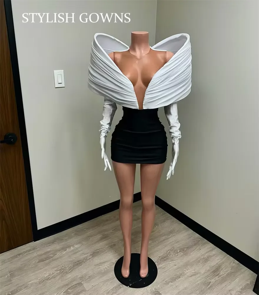 

Stunning New Arrival 2025 White Prom Gown With Two Gloves Off Shoulder Birthday Party Senior Cocktail Dresses Robe Customized