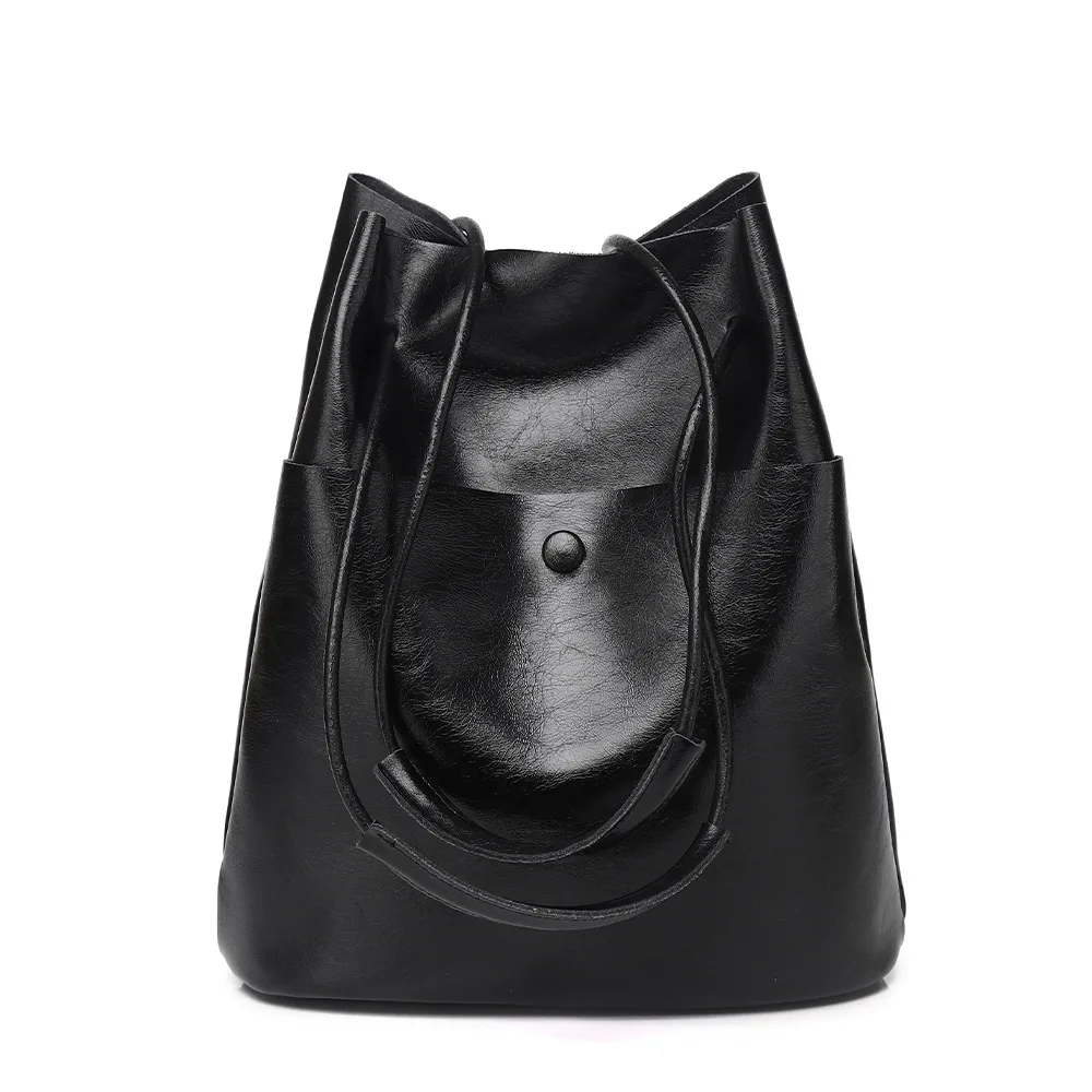 New Genuine Leather Women's Bag Tote Bag Premium Leather Fashionable Bucket Simple Commuting Shoulder Bag Women's Handbags