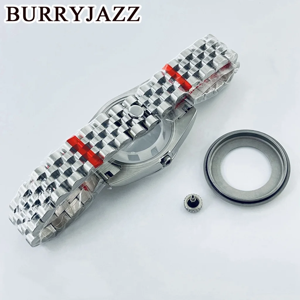 BURRYJAZZ 31mm NH05 NH06 Watch Case Silver Stainless Steel Case With Sapphire Crysta Waterproof