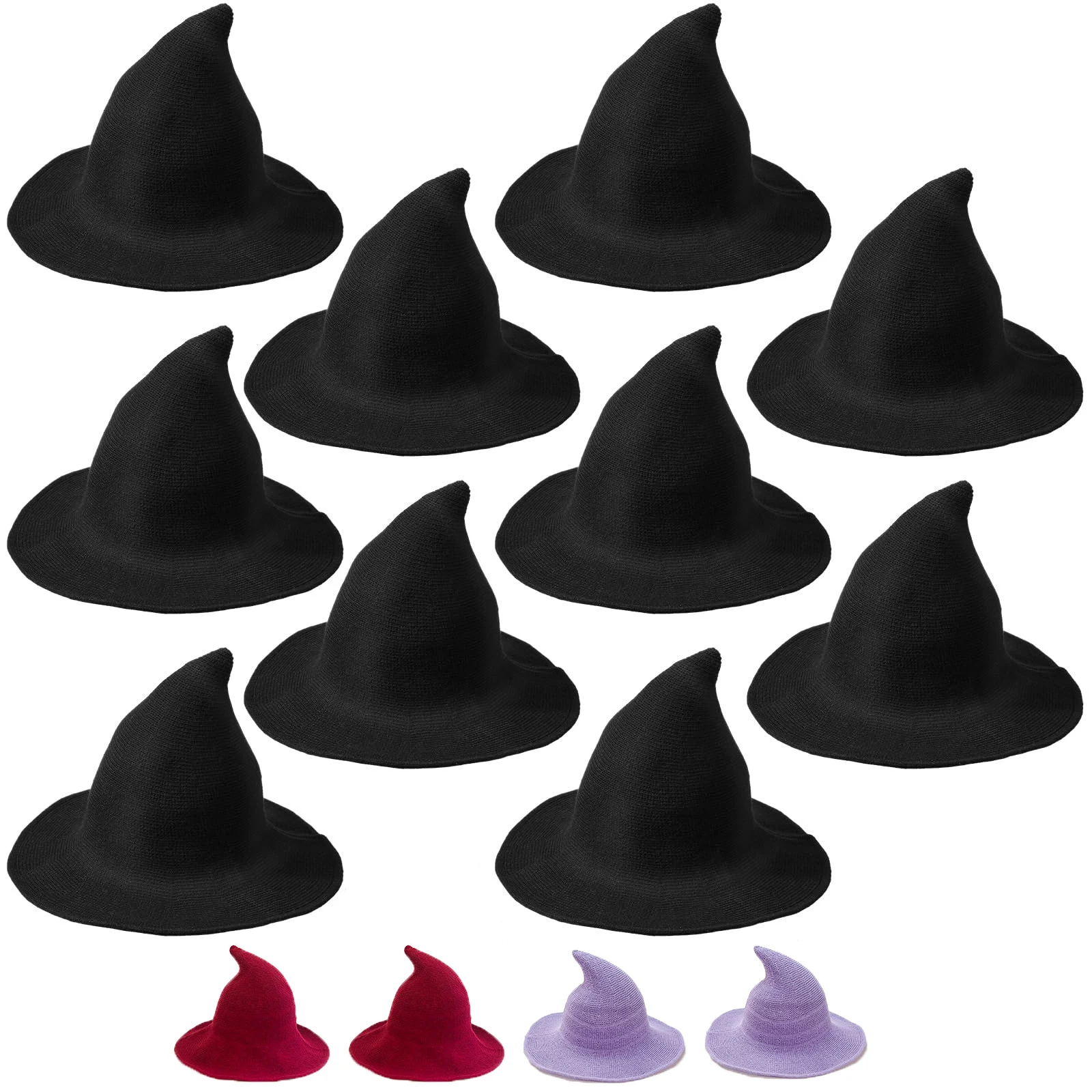 

2-24pack Halloween Vintage Witch Hat Knitted Witch Cap Masquerade Hat Women Wizard Hat Dress Up Party Holiday Decor Accessories