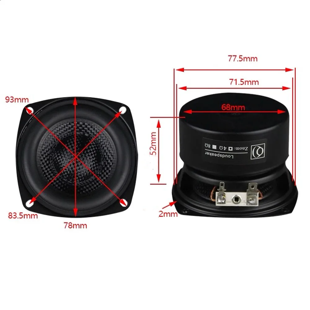 AUIN 1 Stück 3 Zoll 4/8 Ohm 25-50W Tieftöner Lautsprecher Fiberglas High Stroke Power HiFi DIY Bluetooth Bass-Lautsprecher – Detail 3