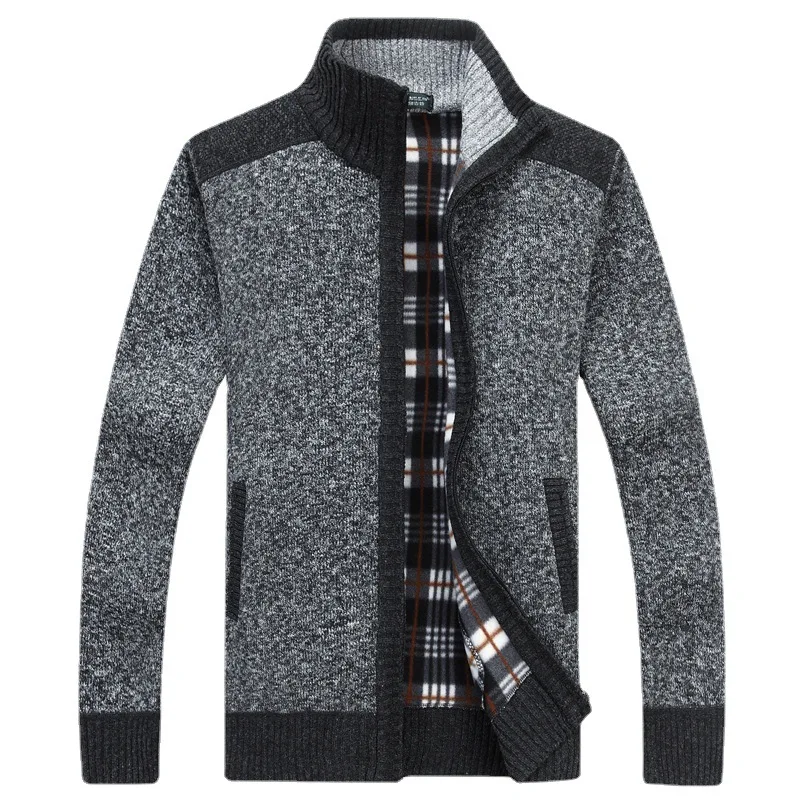 Jaqueta de malha cardigan masculina solta, gola, camisola de lã