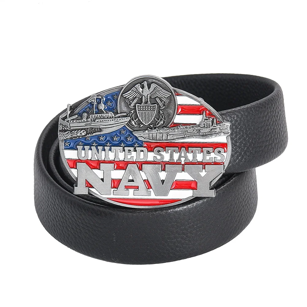 American Bald Eagle Naval Warship Belt Buckle Leather Craft Western Cowboy Homemade Casual Belt Components Men Jeans Accessories