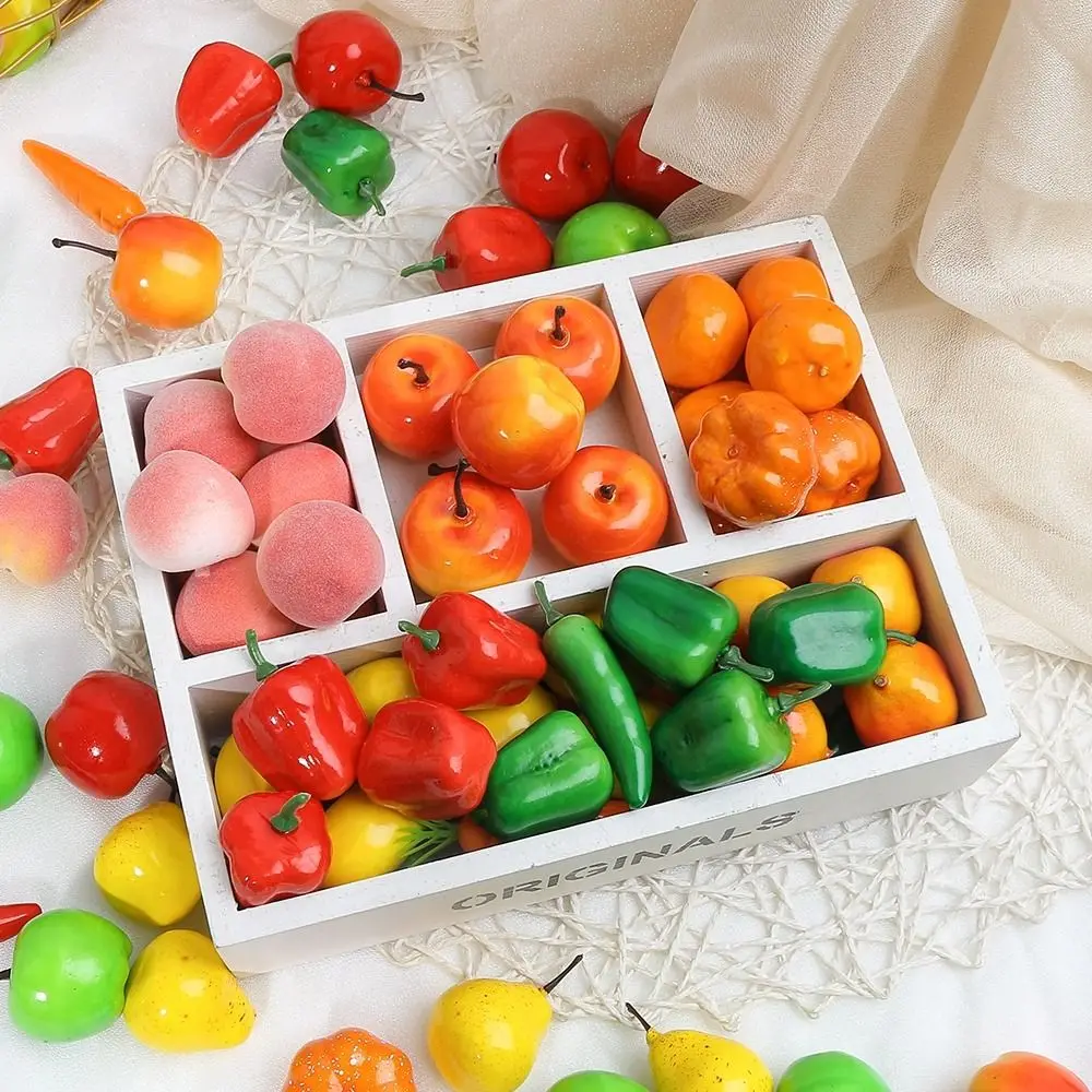 Simulation Mini Fruits Vegetables Handmade DIY Photography Props Room Decoration Party Wedding Supplies Fake Apples Lemons