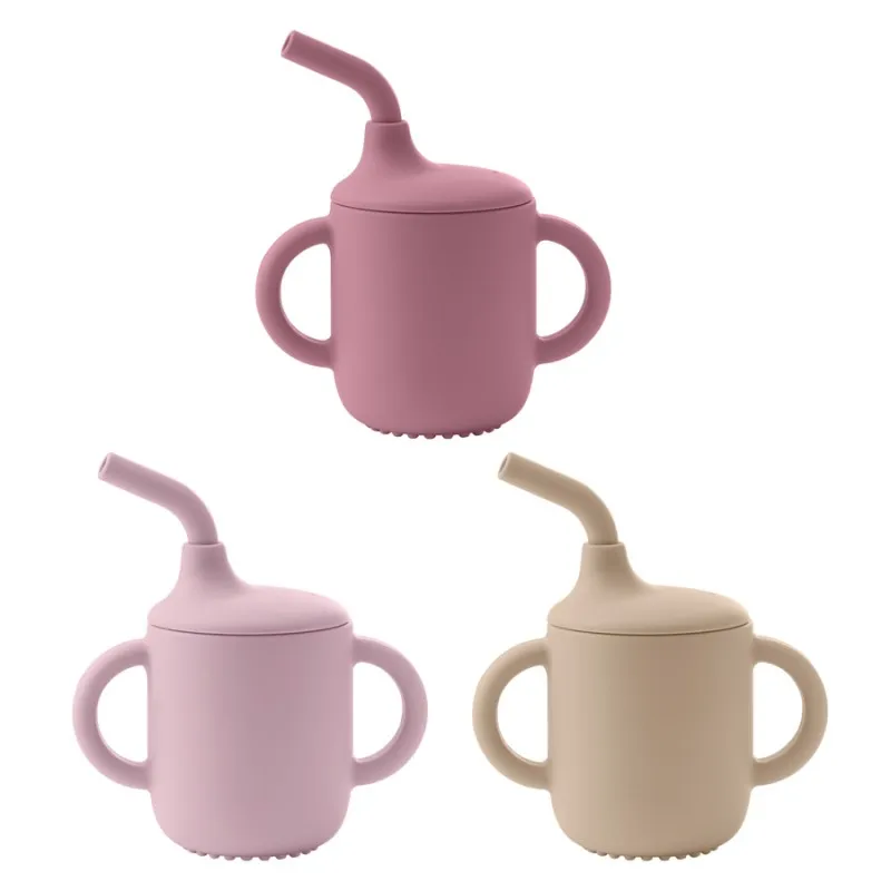 

1pcs Baby Silicone Straw Cup BPA Free Portable Drinking Cup Feeding Cup Kids Leakproof Learning Drink Cup Baby Stuff