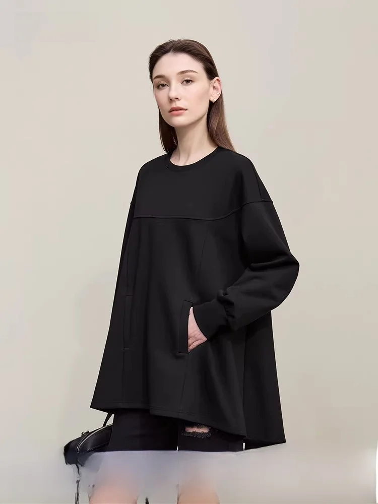 

Повседневная круглая толстовка с воздушным слоем, женская ультра свободная эластичная хлопковая толстовка с открытыми плечами, топ без рукавов