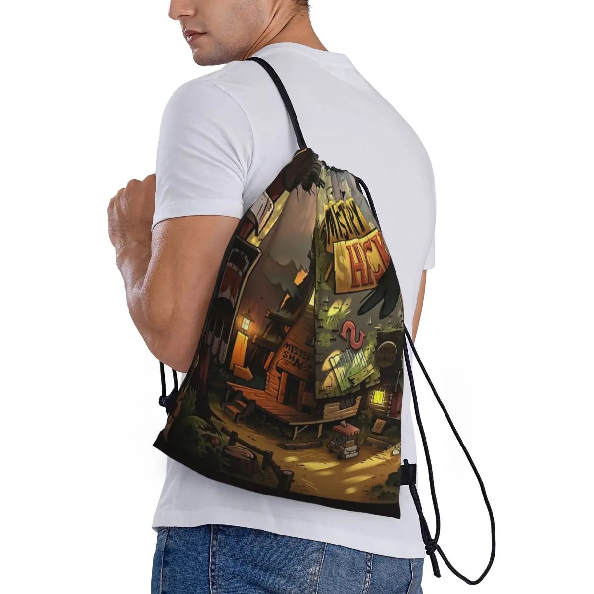 Custom Pattern Logo Drawstring Bag The Mystery Shack Travel Backpack Student Storage Bag School Bag  ꦫ