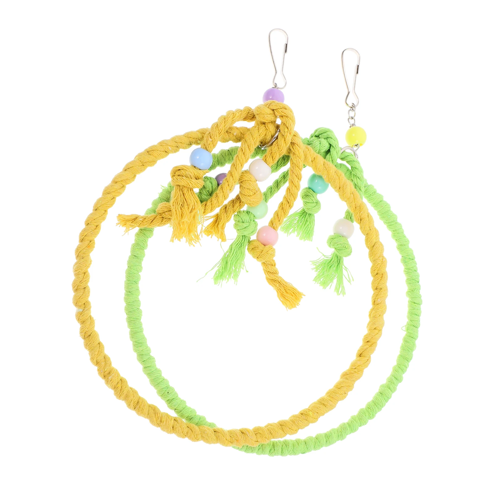 

2Pcs Bird Cotton Rope Loop Bird Rope Swing Durable Parrot Toys Hammock Ring Perch Cage Hanging Toy Resting Spot
