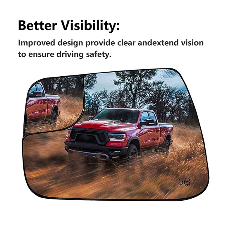 

Car Door Side Heated Rearview Mirror Glass Wing Rear View Blind Spot Mirror For Dodge Ram 1500 2500 2019-2021 2022 Accessories