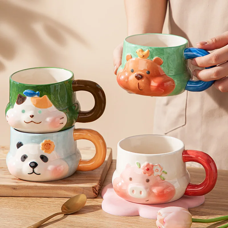 

Cartoon Animal Mug Ceramic Underglaze Color Coffee Cup Afternoon Tea Cup Creative Home Breakfast Milk Cups Unique Holiday Gift