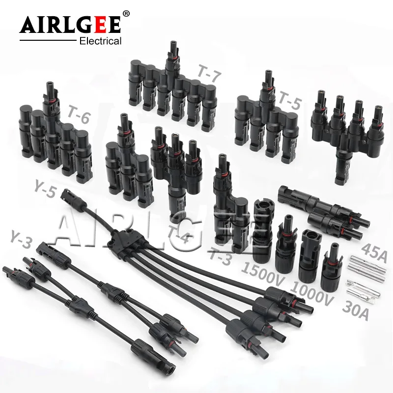 IP67 1 To 2/3/4 Way Solar PV Connector Y Type Connector Male To Female Parallel Connection Solar Panel System