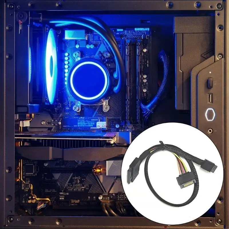 T5ea 50cm trançado sff8611 masculino para SFF8639 dados feminino para conexão SSDS 2mode U3