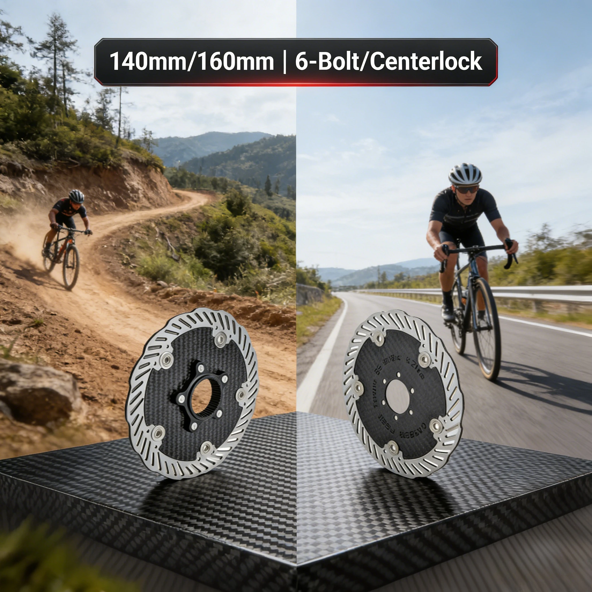 

Высокопрочный легкий тормозной диск из углеродного волокна | 140/160 мм плавающий подшипник на 6 болтах/с центральным креплением для MTB/шоссейных велосипедов