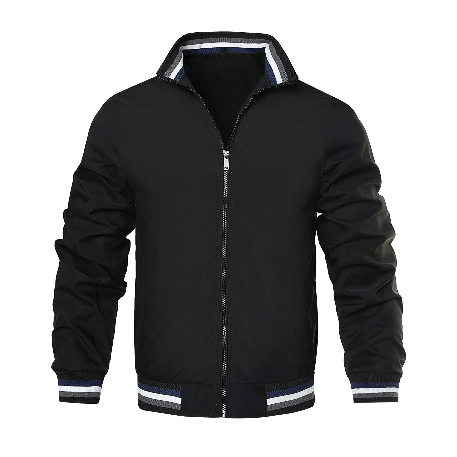 Autumn and Winter Men\'s Stand Collar Casual Zipper Jacket Outdoor Sports Coat Windbreaker Jacket for Men Waterproof Bomber