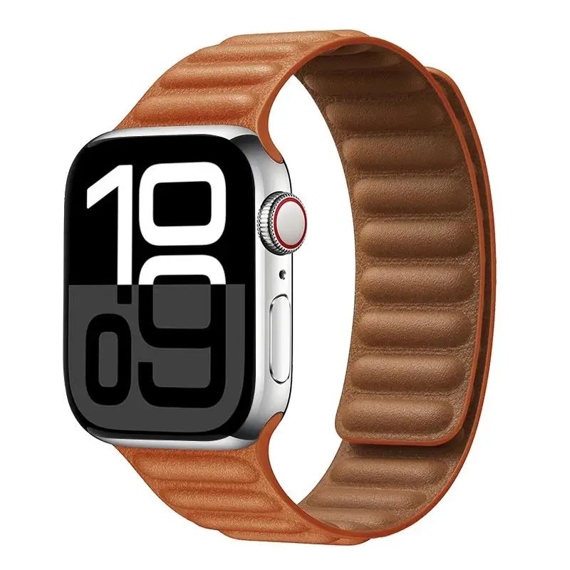 Lederarmband für Apple Watch 49mm 46mm 42mm 41mm Original Magnetisches Schlaufenarmband iWatch 12 11 10 9 8 7 SE Ultra 2 3 4