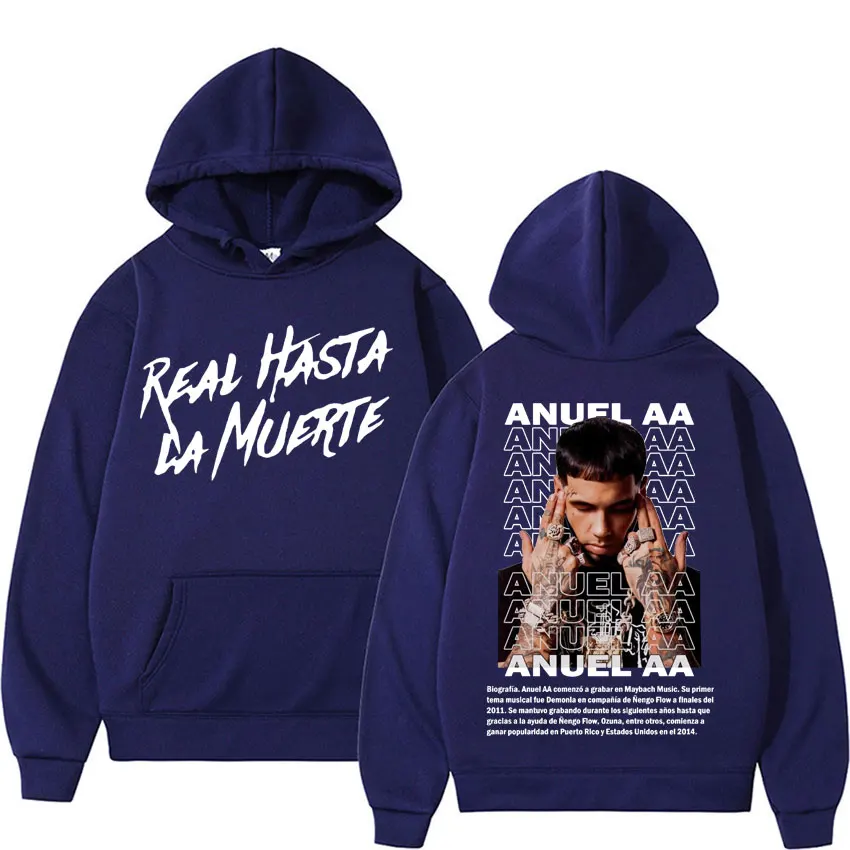 Rapper Anuel AA Real Hasta La Muerte Hoodies Unisex Fashion Hip Hop Music Pullover Hoodie Mens High Quality Oversized Sweatshirt