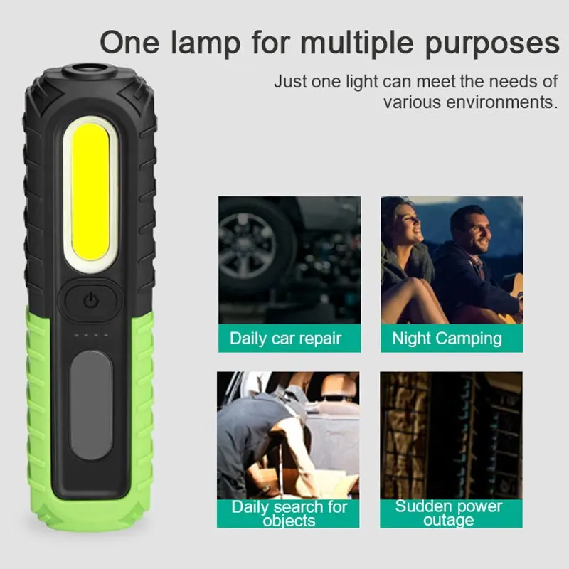 High Bright LED Flashlight COB Car Repair Magnetic Light Portable Outdoor Hiking Camping Emergency Lighting Work Lamp With Hook