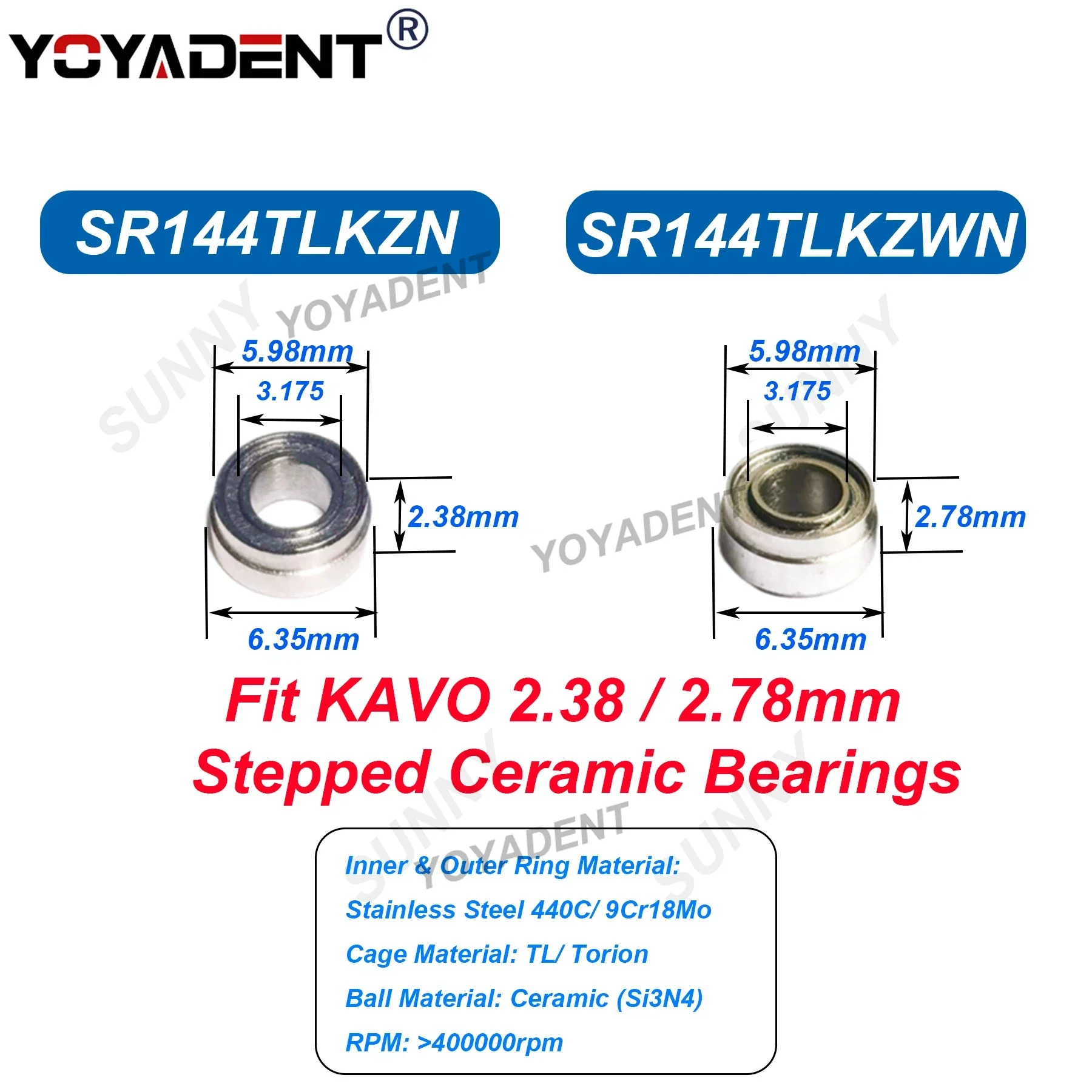 5Pcs Dental Bearing 2.35mm/2.78mm Stepped Ceramic Bearings For KAVO Handpiece Rotor Accessorie