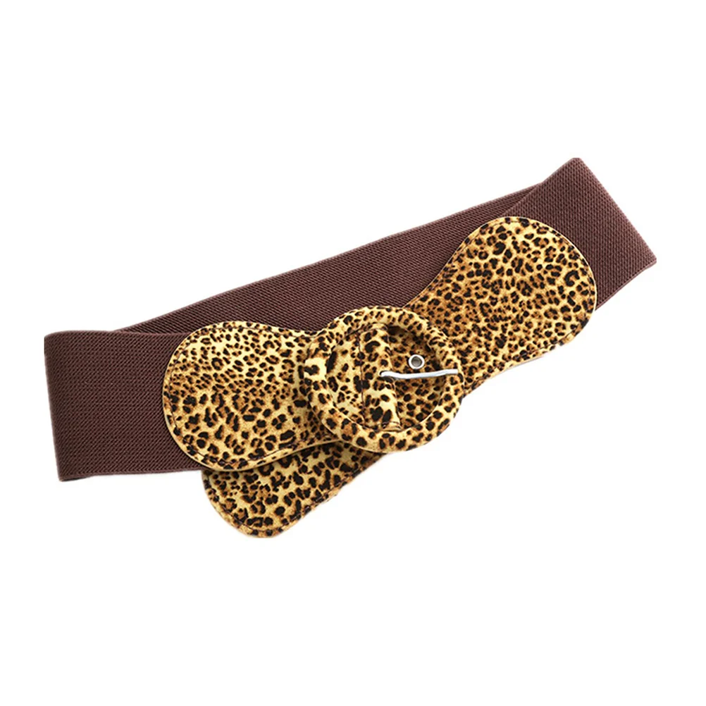 

Elastic Wide Leopard Belt Imitation Dress Stretch Thick Waist Belts Women Fashion Accessories Party Wedding Daily Wear