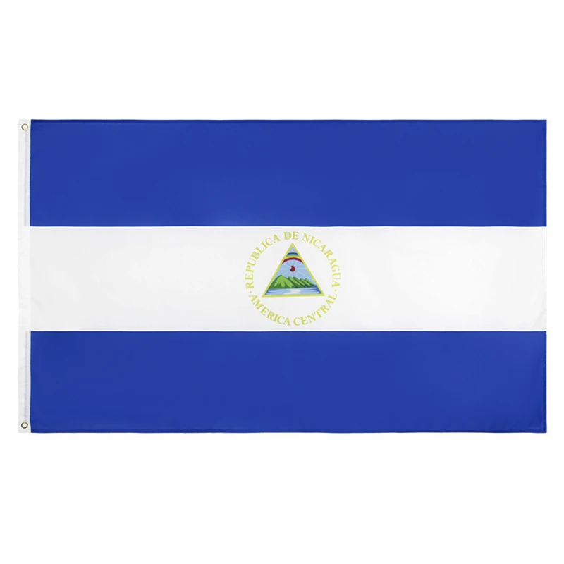 Eoodlove Flag Nicaragua Flag 90x150cm 3x5 Foot Football Celebration Flag Polyester Hanging Indoor and Outdoor Decorative Flags