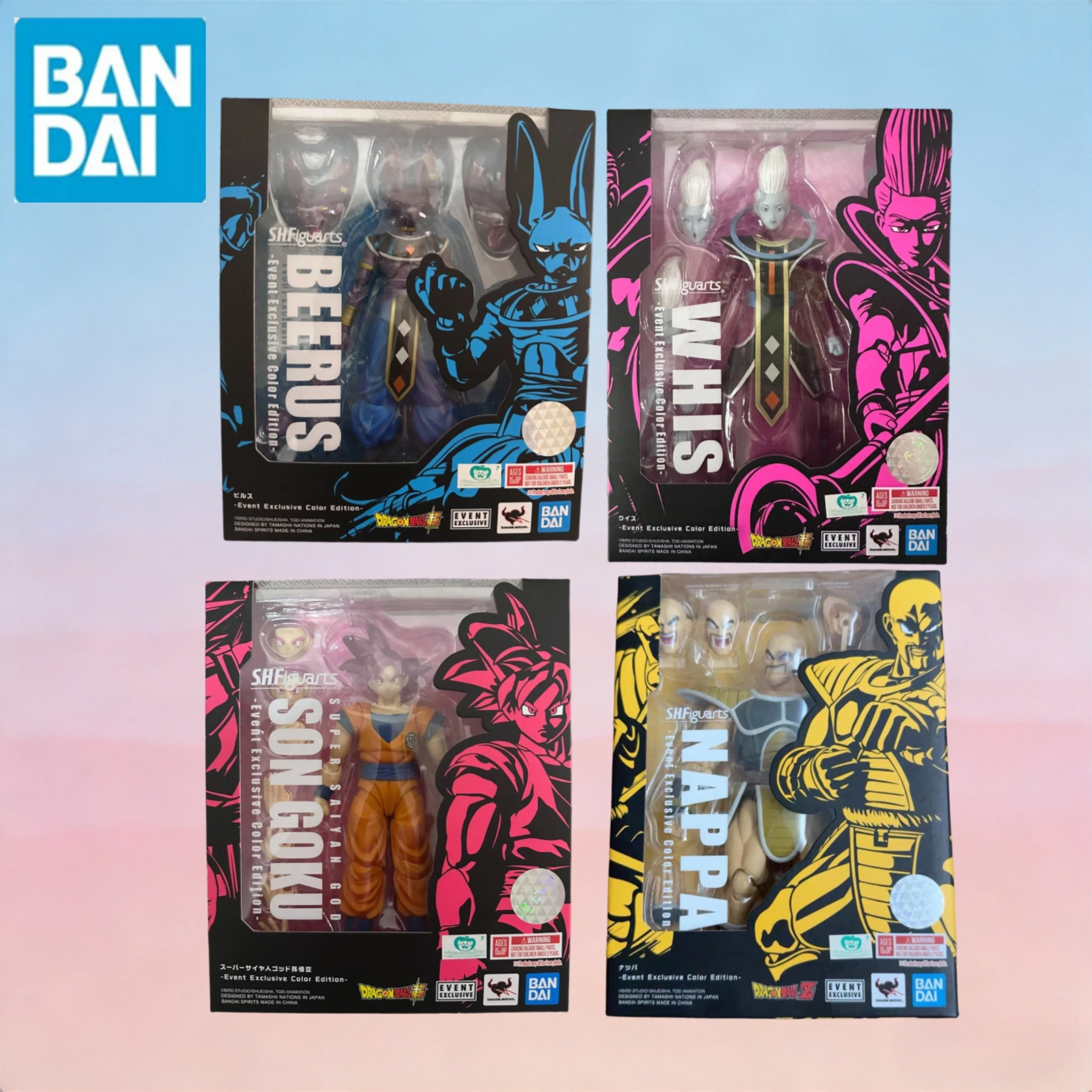 

In-stock Bandai SHF Dragon Ball WHIS BEERUS SON GOKU NAPPA 2021 CJ Event Limited 1/12 Articulated Figure Model Collectible Gift