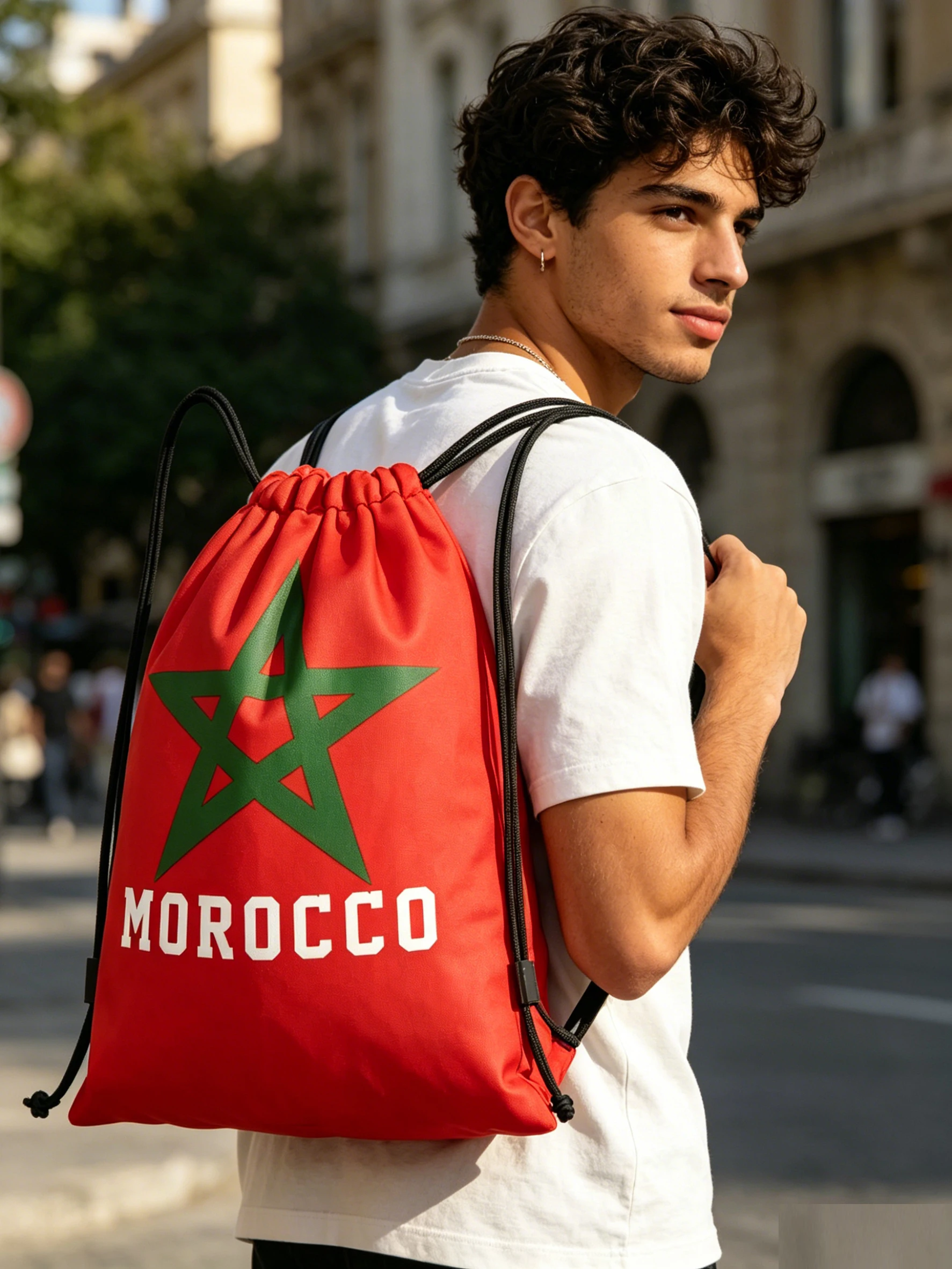 Flagicts Pain Noly Football Soccer Fans Morocco Flags Drawstring Bags