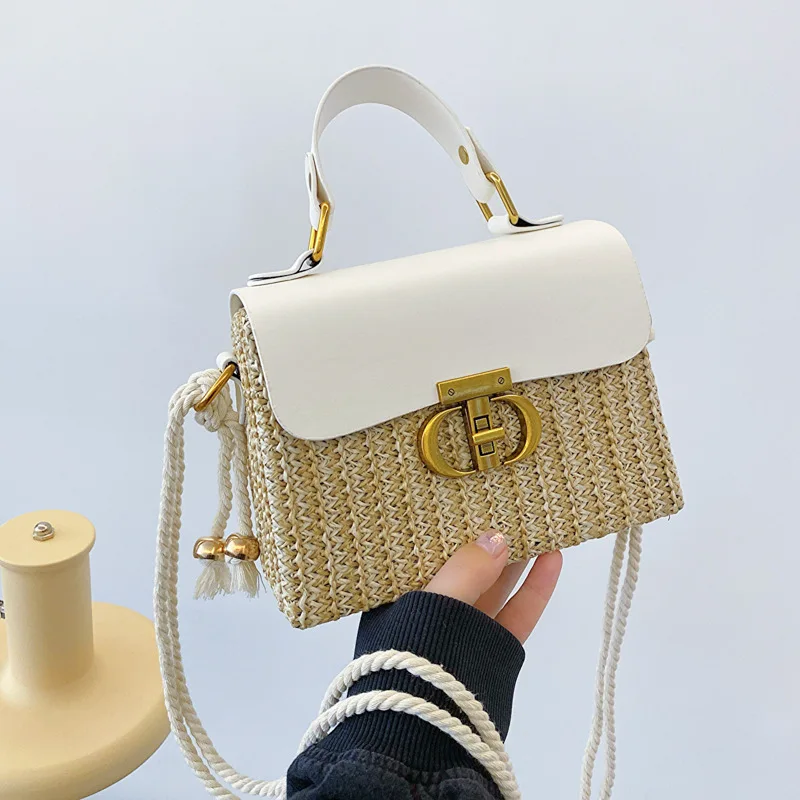 

Летняя соломенная сумка-тоут 2026 в стиле бохо, плетеная, через плечо, с верхней ручкой, повседневная пляжная сумка для женщин