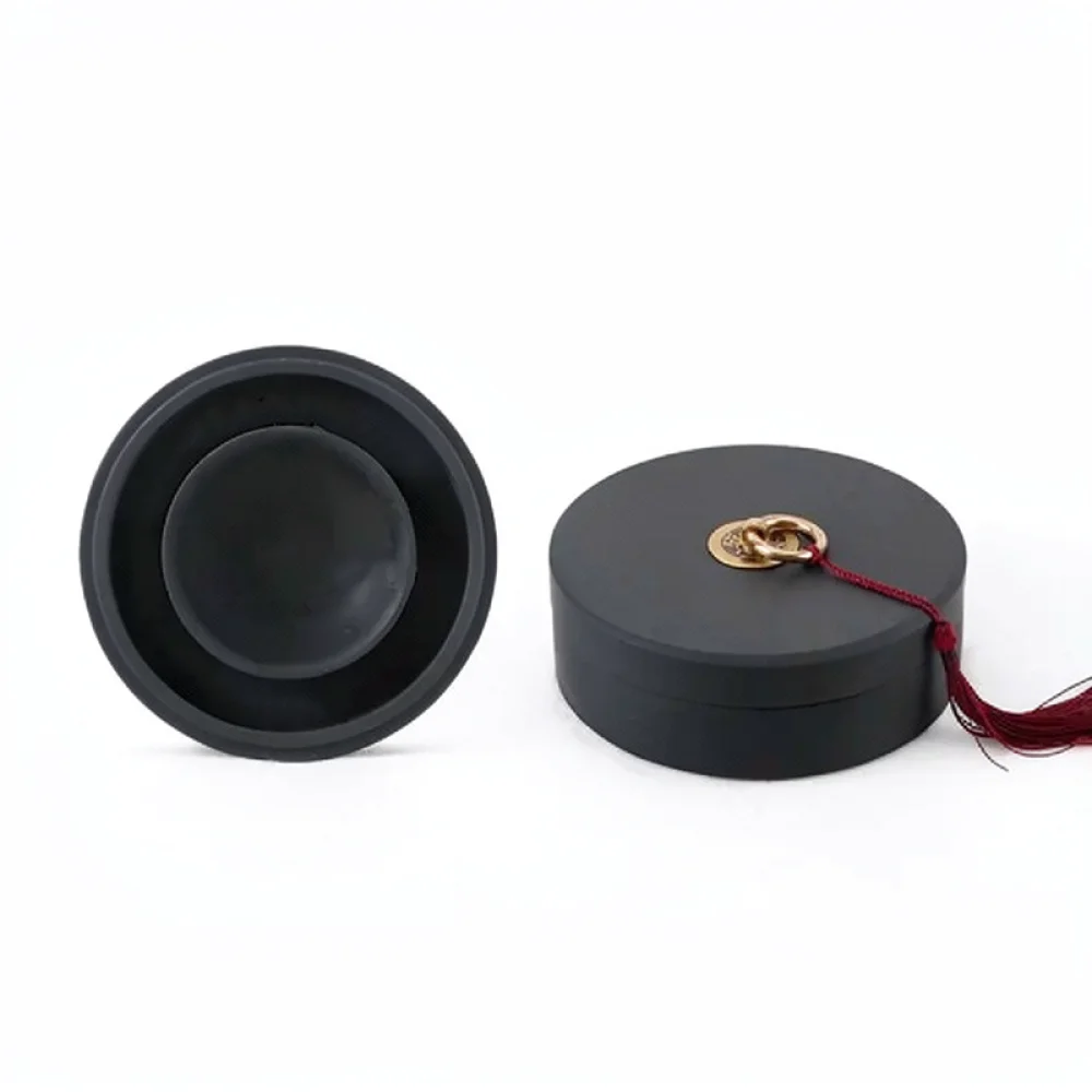 Artistic Inkstone With Sealing Cover Natural Stone Calligraphy Ink Pool Elegant Desk Decor For Traditional Writing