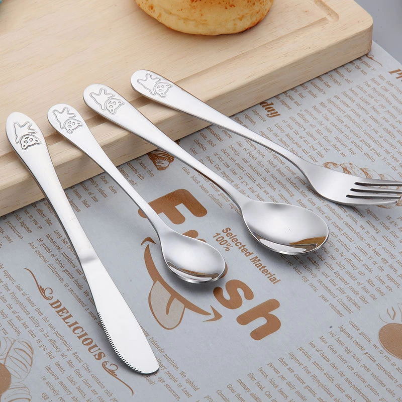 Cartoon Bear Spoon Fork Knife Cutlery Set for Kids Travel Portable Cute 304 Stainless Steel Kitchen Dinnerware Set Tableware