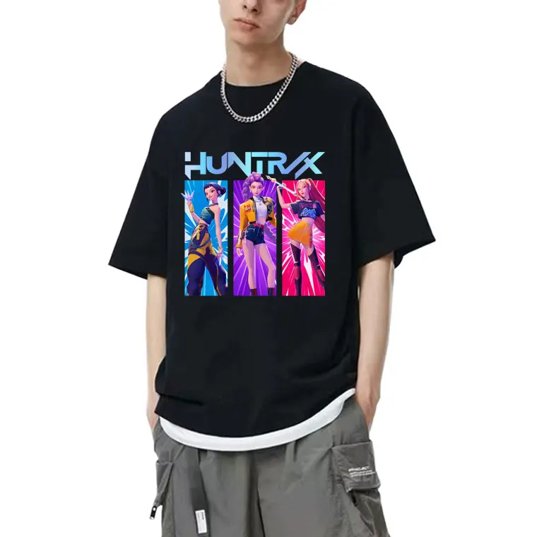 

Movie Kpop Demon Hunters Rumi Mira Zoey Graphic T-shirts Unisex Vintage Oversized T Shirt Men Women Cartoon Fashion Trend Tshirt