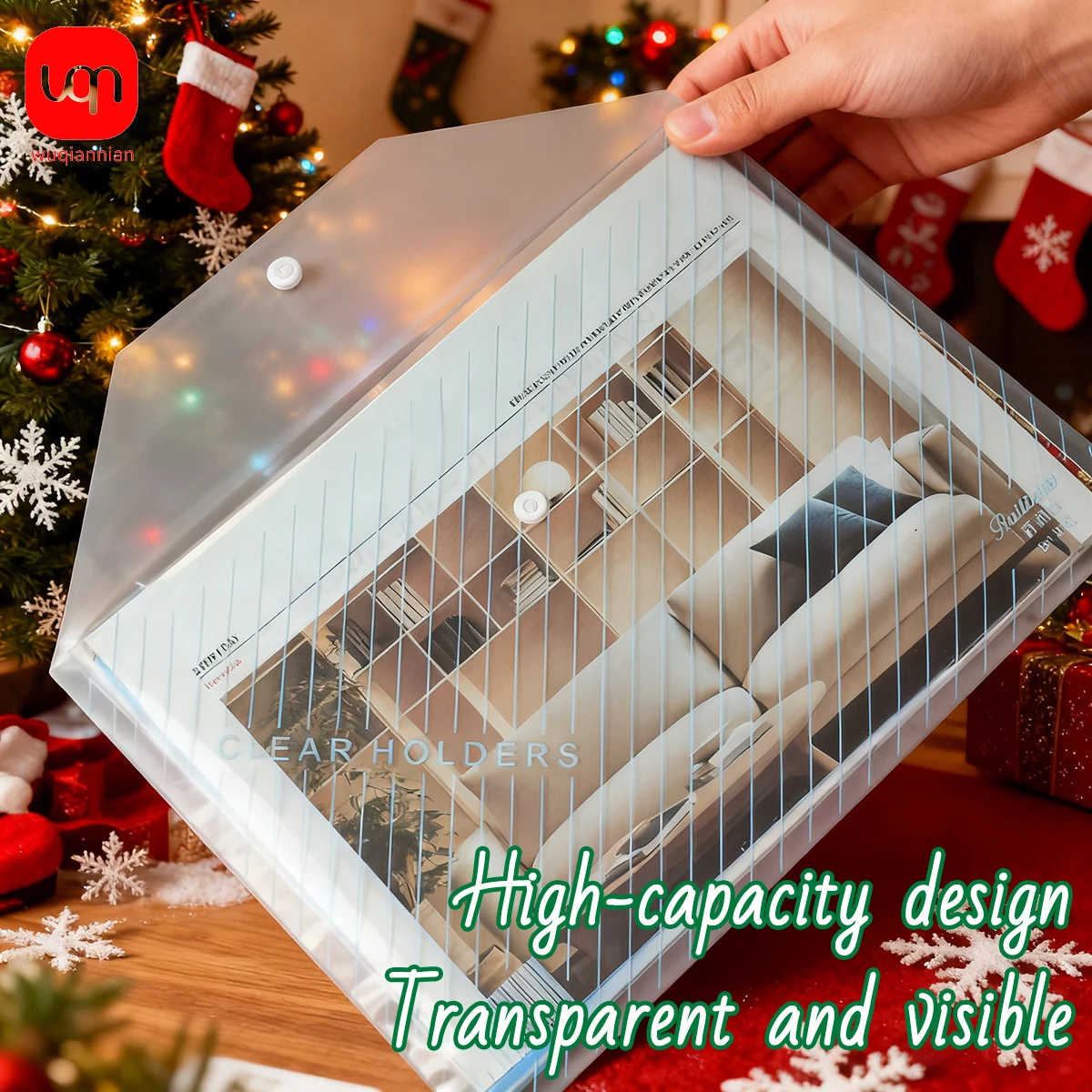 أكياس تخزين المستندات عالية الجودة WQN 5/10/15/20 قطعة مع زر كبس، شفافة، مناسبة للمستندات اليومية والمكتب