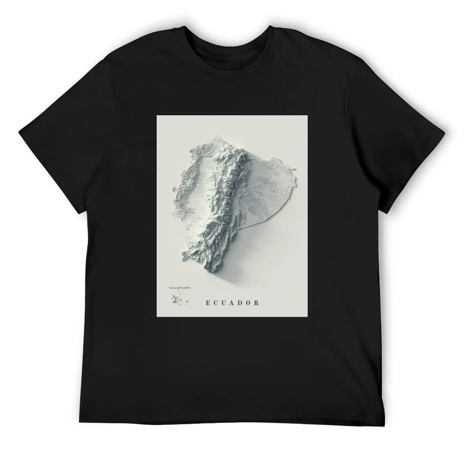 Ecuador Shaded Relief 3D Map digitally-rendered T-Shirt quick drying korean fashion mens fashion