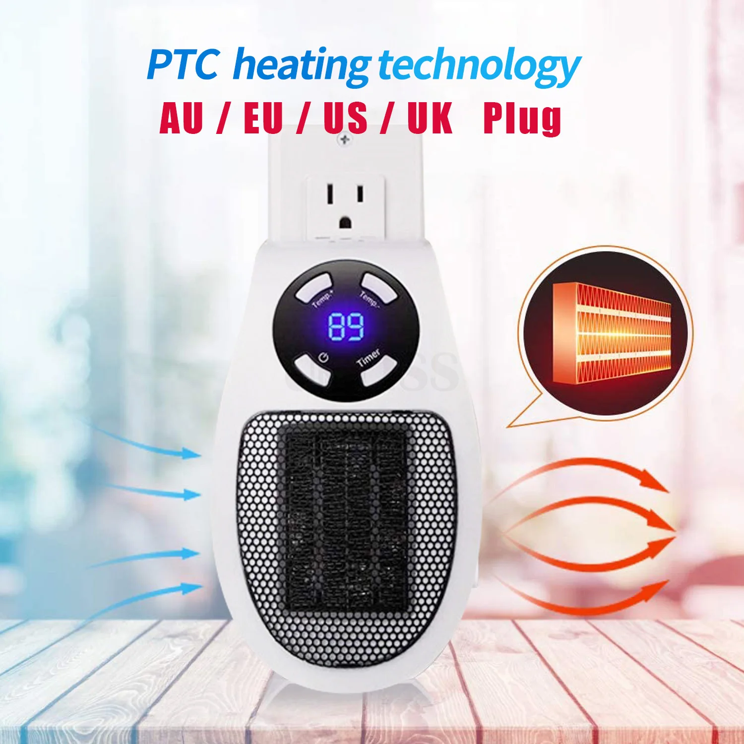 Mini Heater Portable Electric Heater Fan Plug In Wall Office Room Heating Stove Winter Desktop Household Radiator Hand Warmer