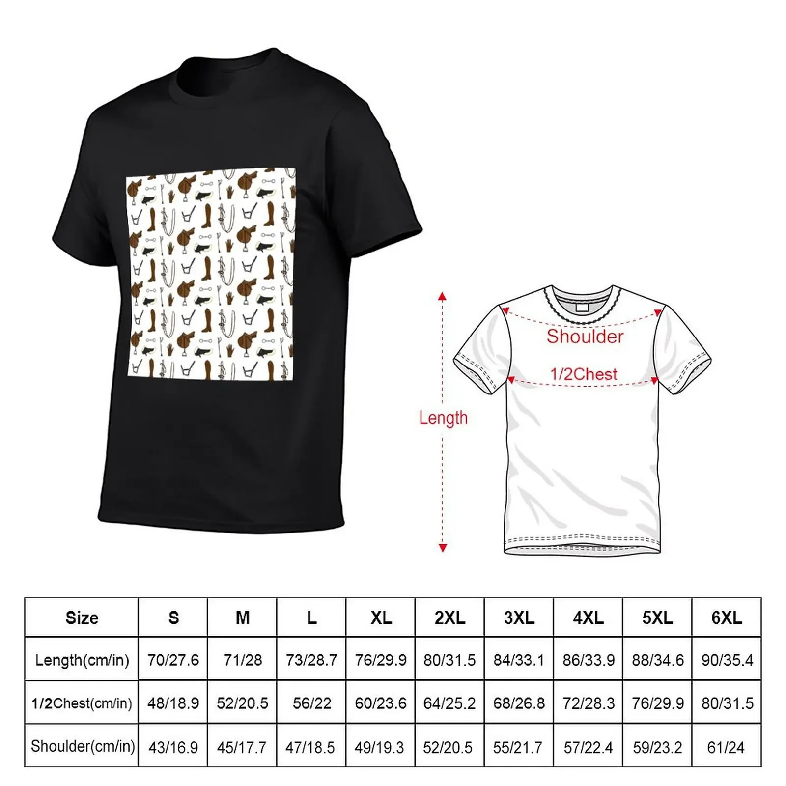 Seamless equestrian horse equipment pattern T-Shirt blacks graphic t shirts shirts graphic tee men clothing