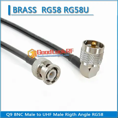 UHF 수 직각 커넥터 피그테일 점퍼 RG-58, PL259 SO239, 90 도-Q9 BNC 수 커넥터, RG58 3D-FB 연장 구리 케이블