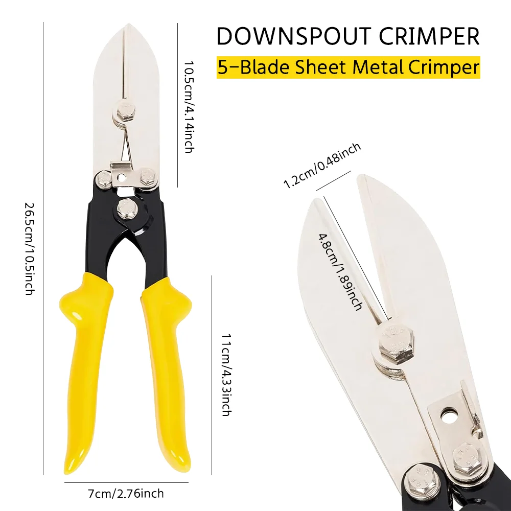 Alicate manual de 5 lâminas para encolhimento de tubos, alicate de 5 lâminas para crimpagem de tubos, ferramenta de crimpagem de tubos de descida/HVAC para crimpagem de chapas e tubos de metal de calibre 24-28