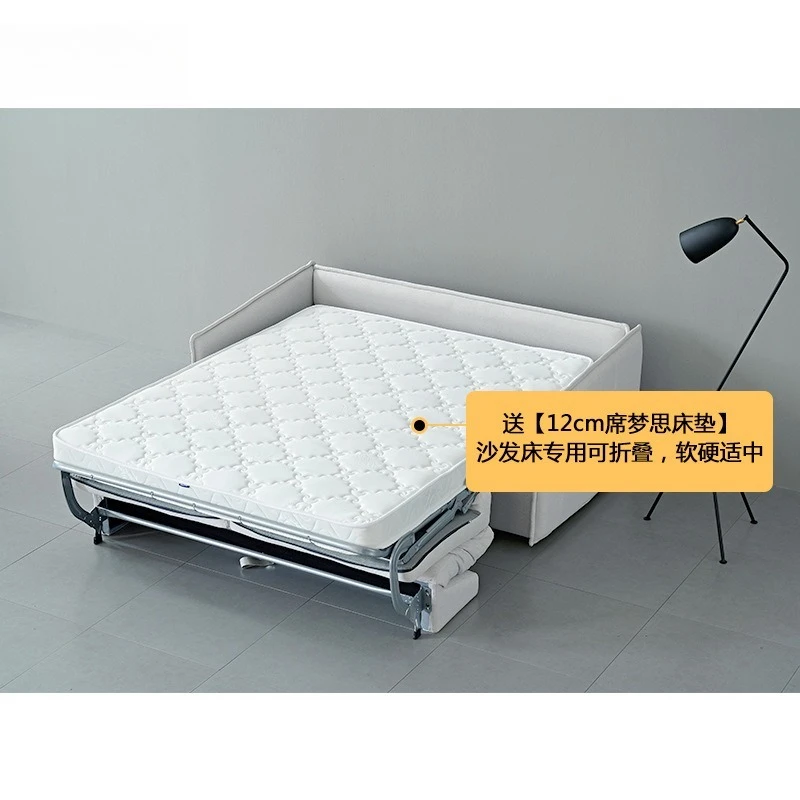 French cream premium sofa bed, folding dual-purpose retractable, single and double sofa bed