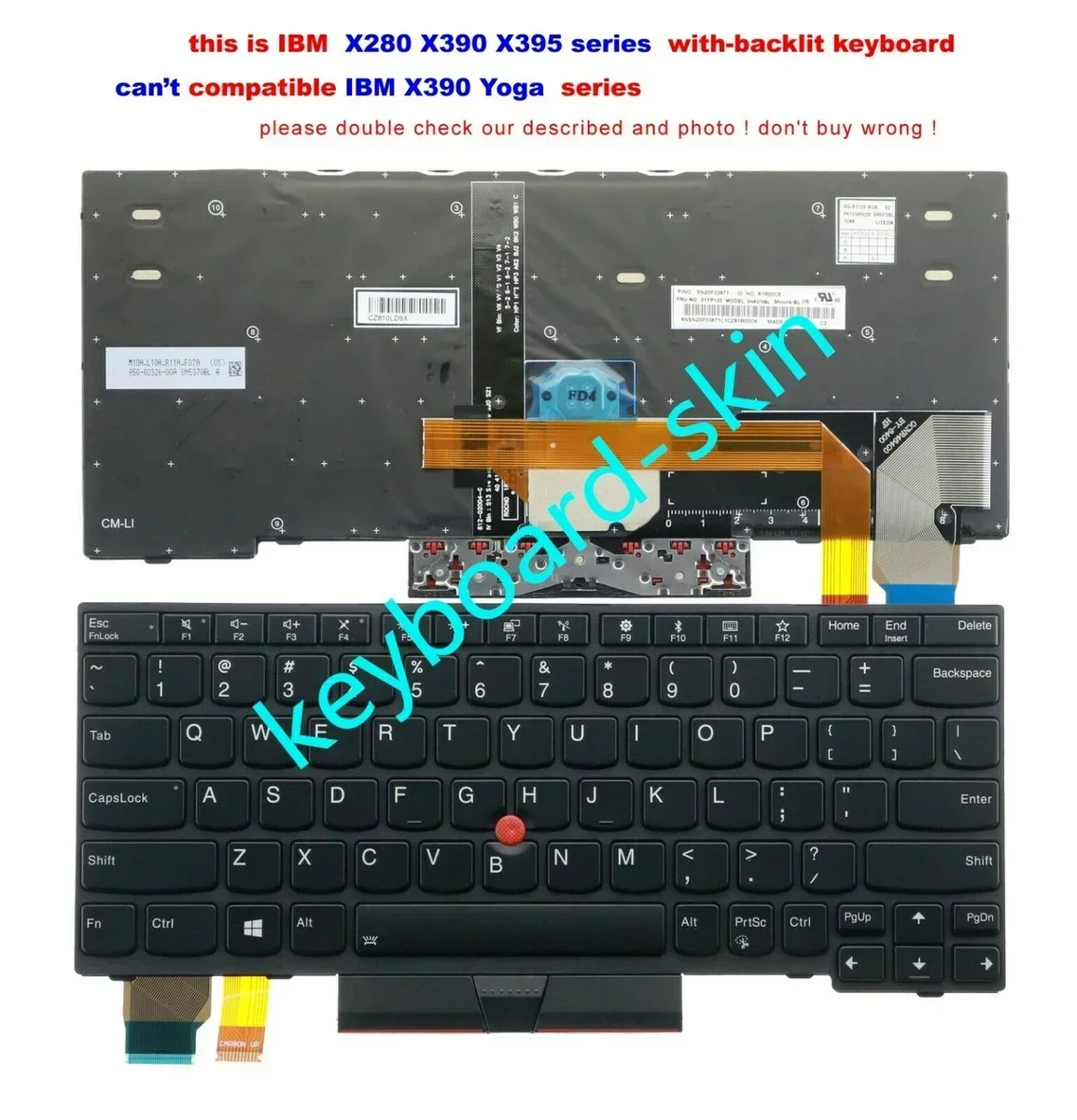 

New for lenovo IBM Thinkpad X280 X395 X390 (isn't X390 Yoga) US keyboard backlit