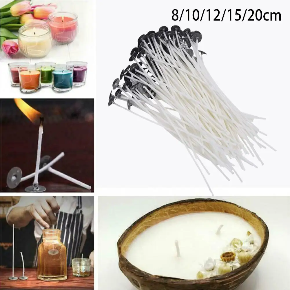 100Pcs Waxed Cotton Candle Wicks Set Original Smokeless Pre-Waxed Candle Wicks Kit Soy Wax Core With Stand Tool Candles Making