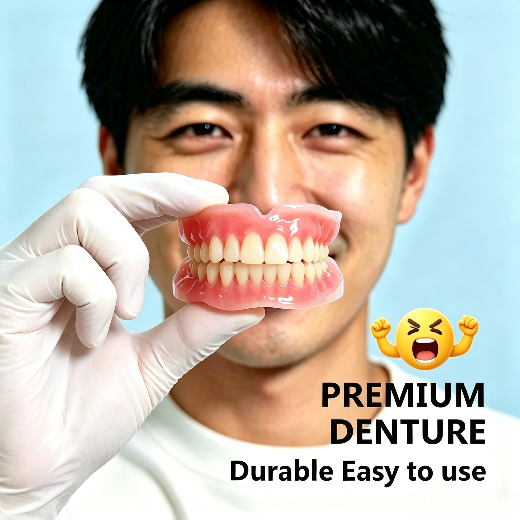 Dentures for All Ages, Comfort Easy Wear, Non-Toxic Natural Silicone, Lifelike Teeth, High Cost Performance