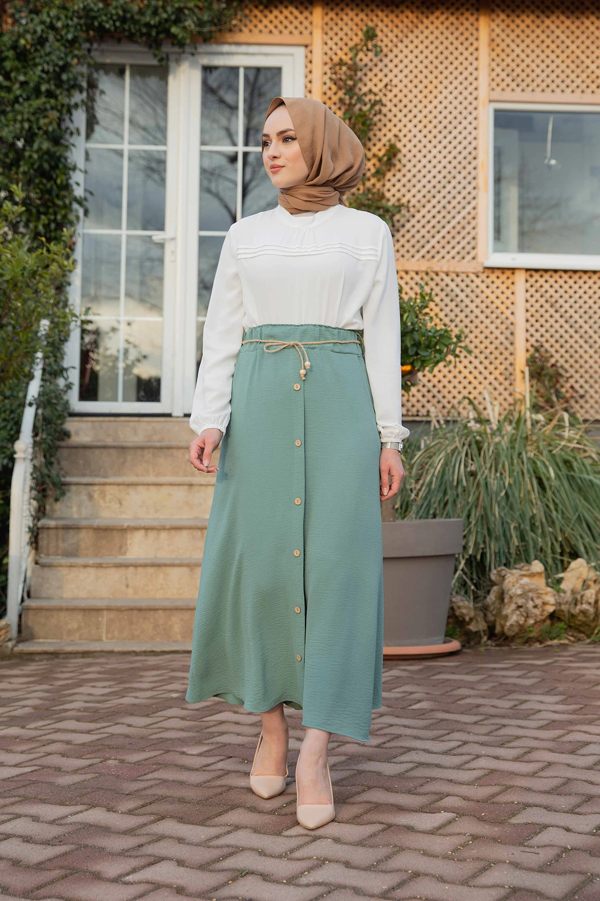 Aerobin Button Skirt E- Mint