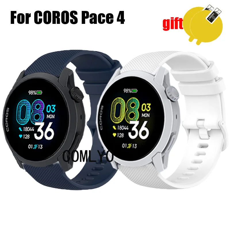 

For COROS PACE 4 Strap smart watch Silicone Bracelet Band Screen Protector Film