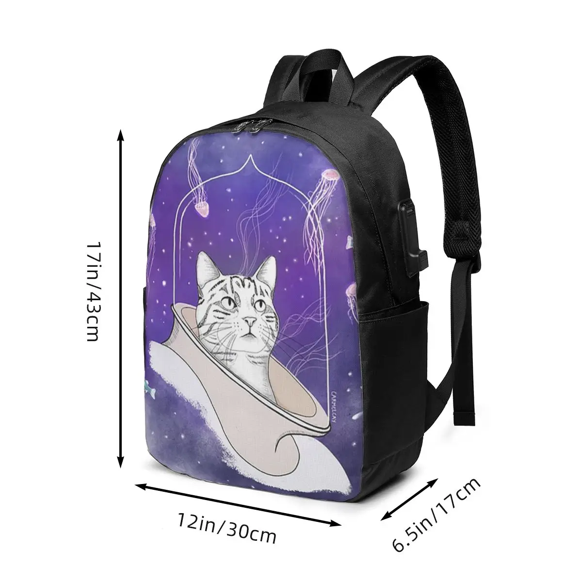 Undersea Adventure Cat And Jellyfish Backpack Travel Notebook Bag Computer College Student School Bag Laptop Shoulder Bags