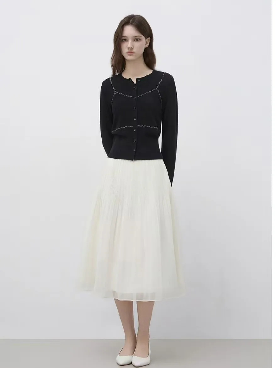 

Elegant Korean Style High Waist A-Line Half Skirt Summer New Arrival Cotton Gauze Pleated City Commute Friendly Gentle Style