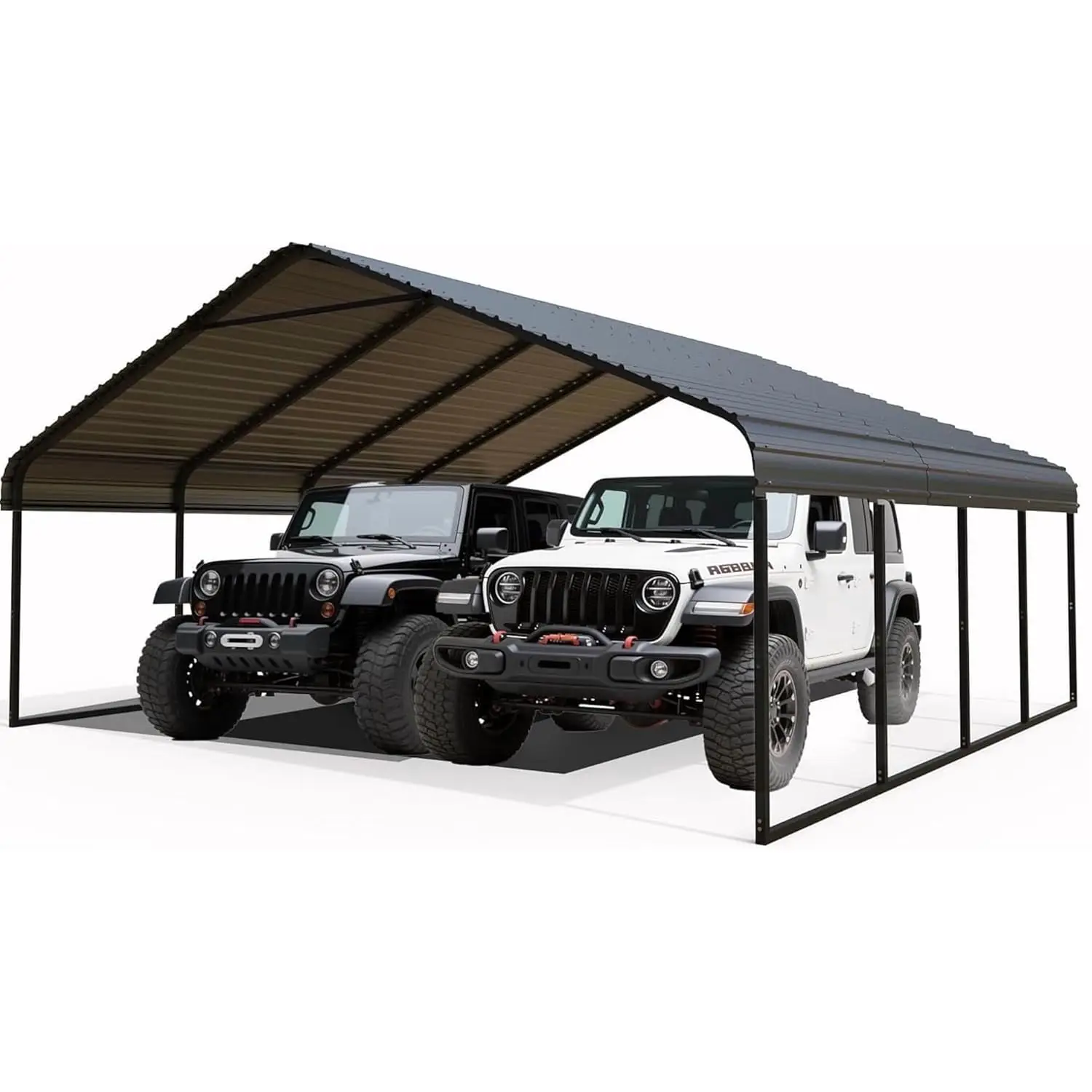 

Heavy Galvanized Steel Carport 20x20ft Garage Canopy Snow Load Roof Frame Outdoor Vehicle Shelter, Customized