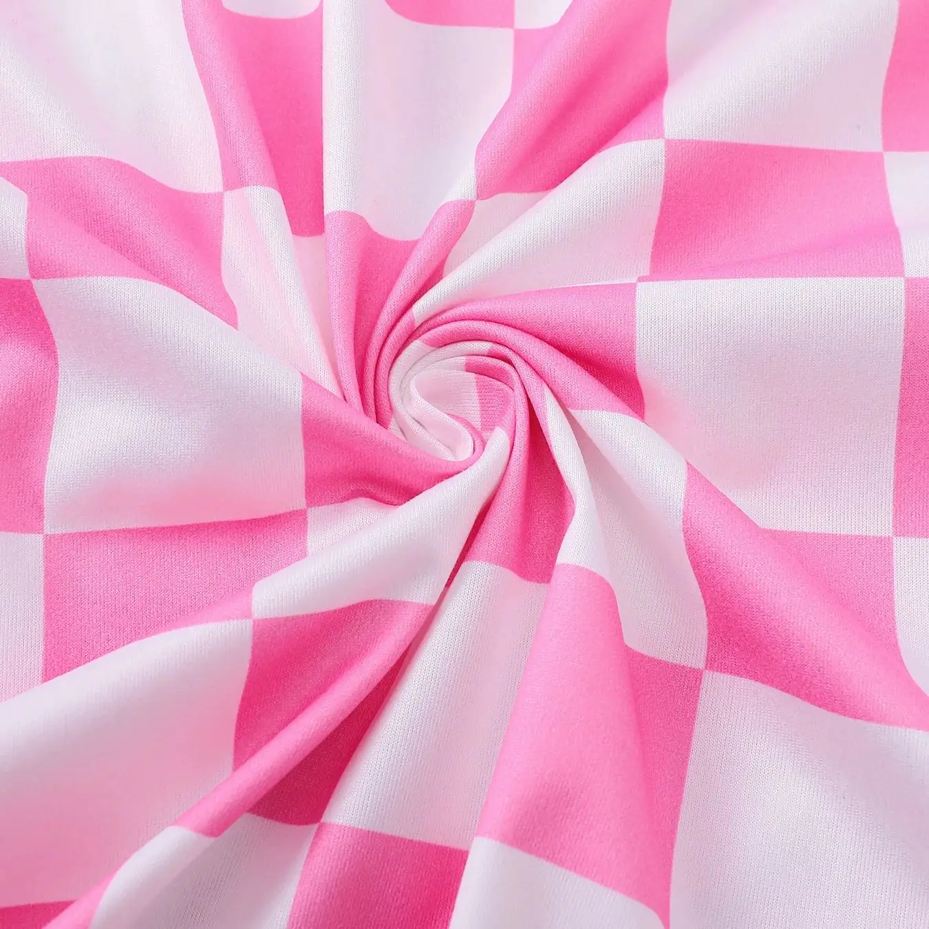 Sweet Cool Full Printed Checkered Pajamas Pink and White Bottom Women's Flip Collar Cardigan Elastic Waist Shorts Home Two Piece view 6