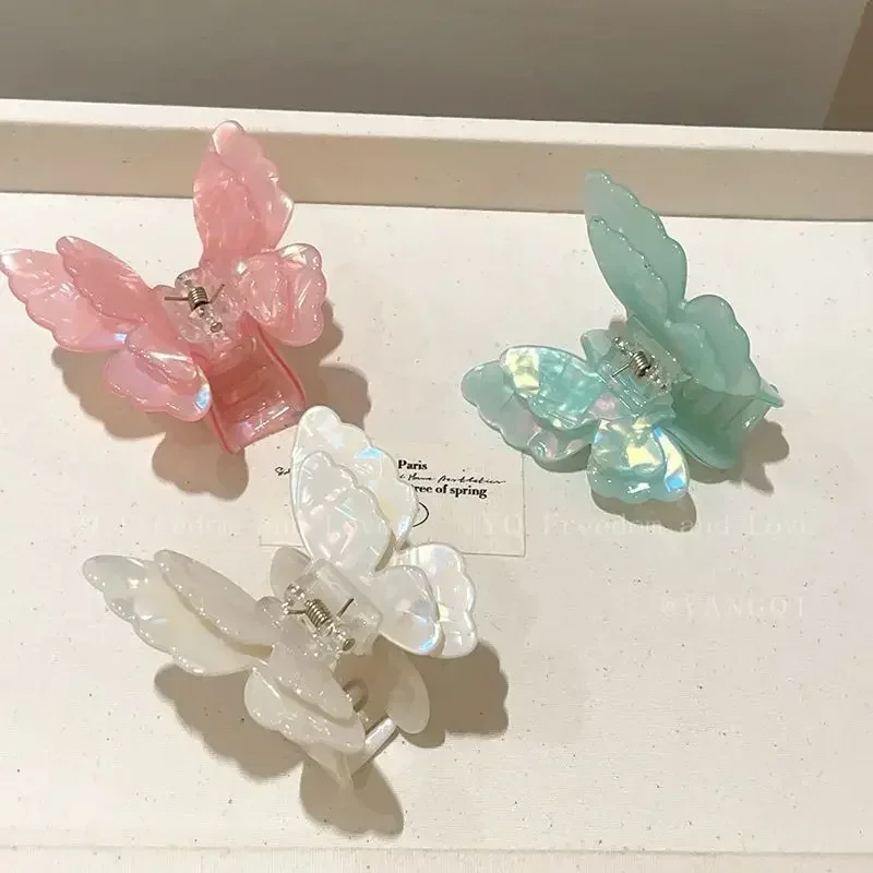 

Korean Style Butterfly Hair Claw Colorful Double-layered Butterfly Wings Small Hair Clip Sweet Girl Hair Accessories Shark Clamp