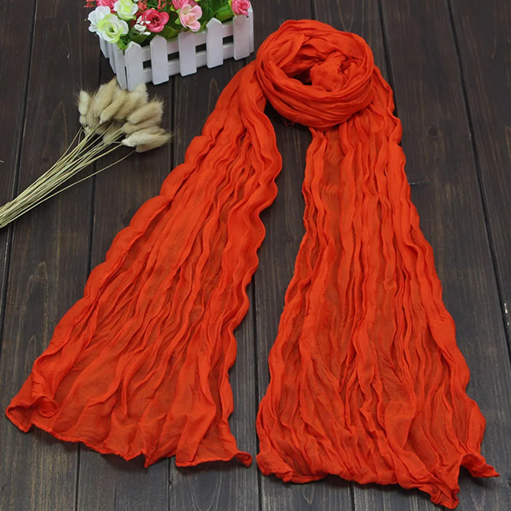 Women Solid Color Ruffled Literary And Versatile Temperament Scarf Retro Printing Multipurpose Scarf Fashion Female Scarf Scarf