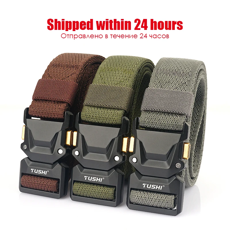 VATLTY 2022 New Unisex Stretch Belt Zinc Alloy Quick Release Buckle 35mm Military Tactical Belt Men Workwear Elastic Waistband