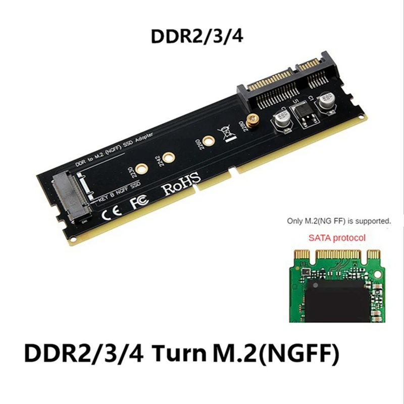 DDR3 DDR4 DDR2 To M2 SSD Adapter DDR To M.2 Hard Disk Adapter Card PCB SATA 15Pin Power + SATA 7Pin Data Port image 4
